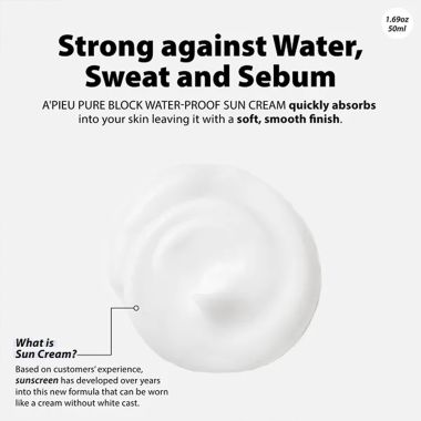 Apieu: Pure Block Water Proof Sun Cream SPF50+ & Pa+++ - 50ml